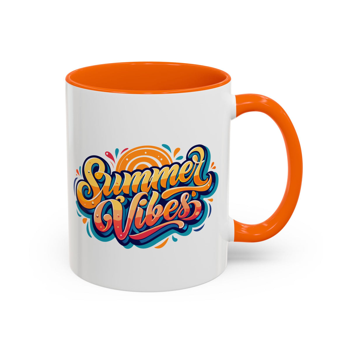 Summer Vibes Accent Coffee Mug, Colorful Mug for Summer, Beach Lover Gift, Fun Drinkware, Unique Kitchen Decor